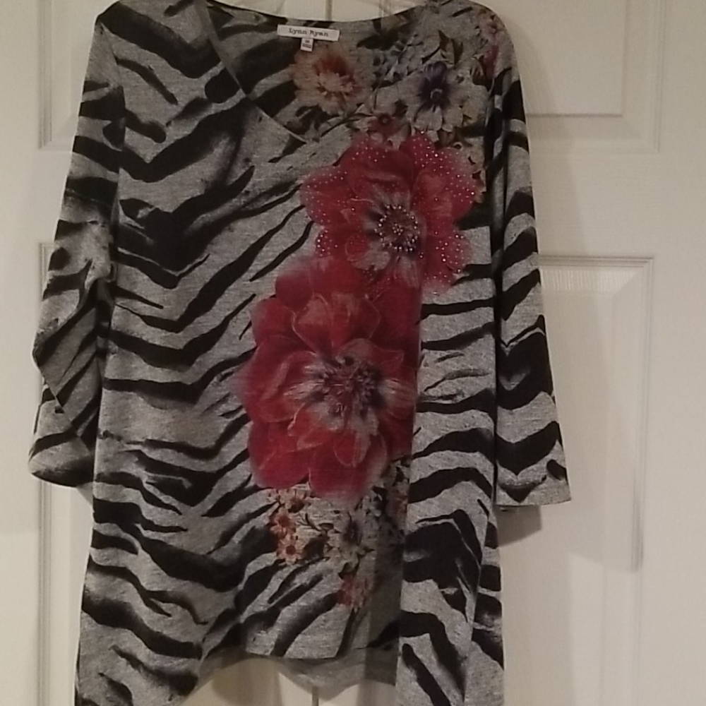 Zebra and Floral Print Top